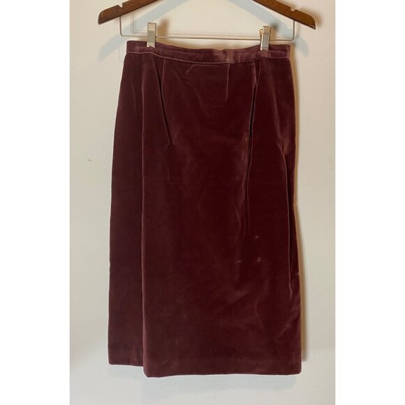 Vintage Lord & Taylor Burgundy Velvet Skirt Suit Set Small - Picture 4 of 16